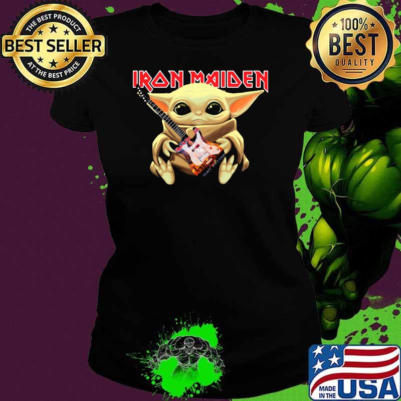 Baby Yoda Play Guitar Iron Maiden Shirt Ladies tee Baby Yoda Play Guitar Iron Maiden Shirt Ladies tee