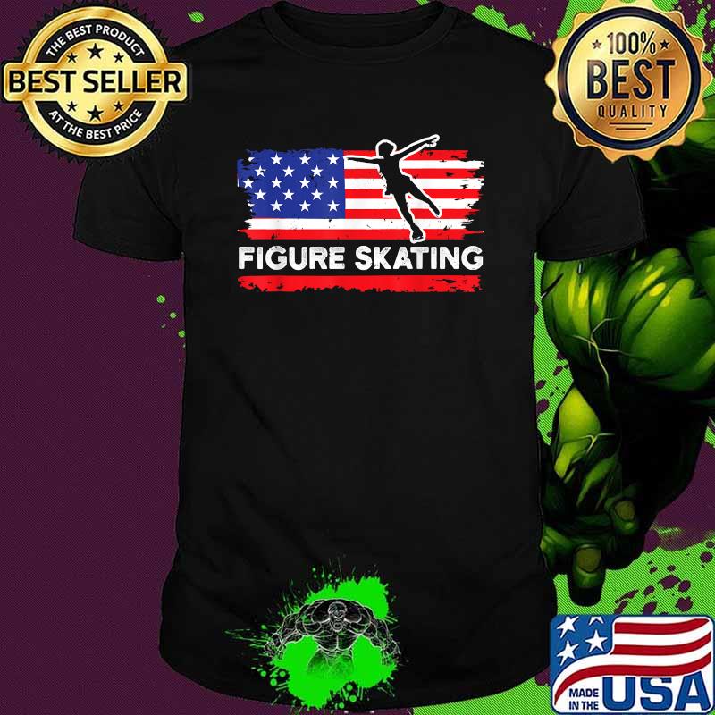 Figure Skating Figure Skater Ice Skates American Flag Shirt