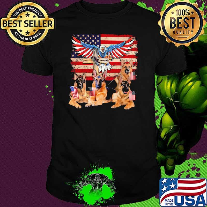 German Shepherd Under God American Flag Eagle Shirt