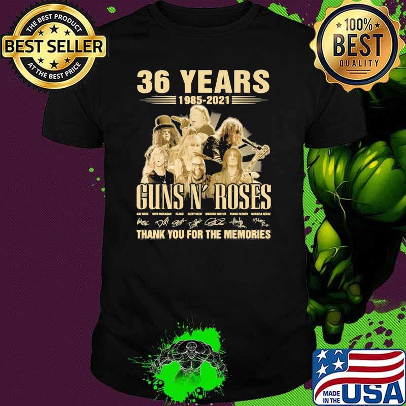 Guns And Roses 36 Years 1985 2021 Thank You For The Memories Signature Shirt