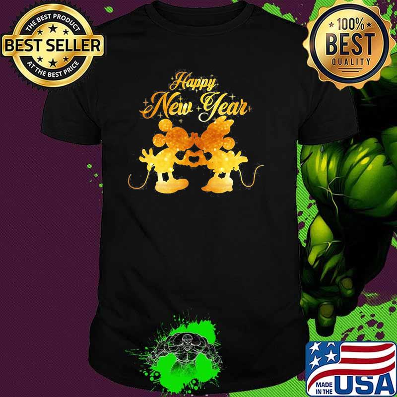 Happy New Year Minnie And Mickey Gold Shirt