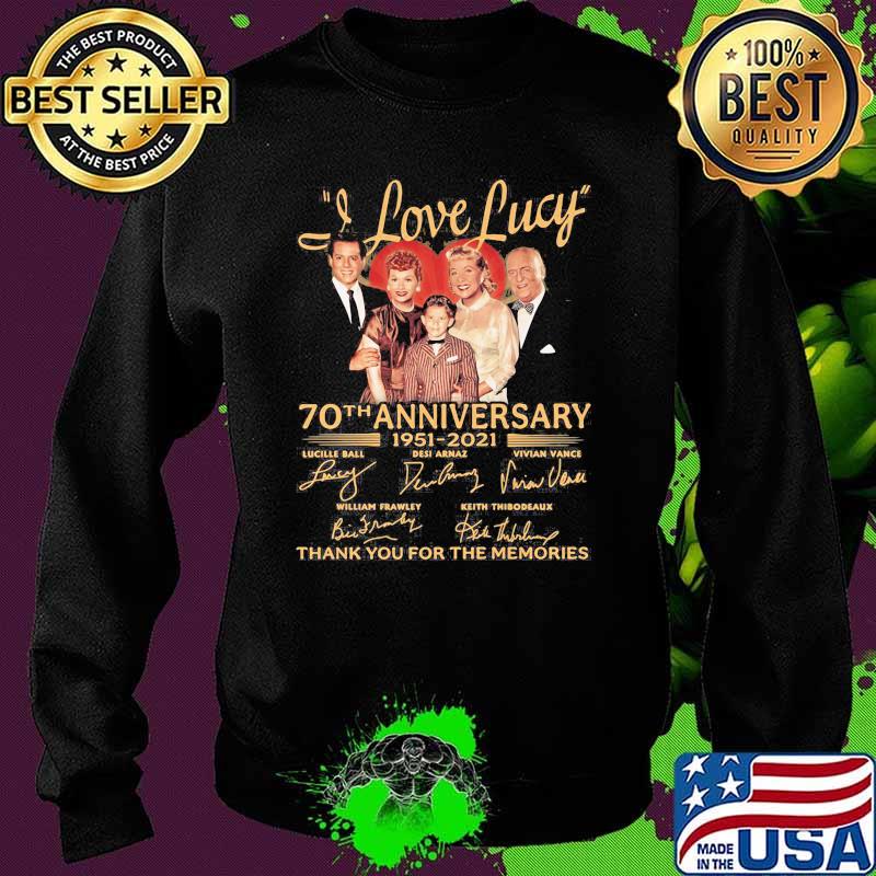 I Love Lucky 70th Anniversary 1951 2021 Thank You For The Memories Signature Shirt Sweater I Love Lucky 70th Anniversary 1951 2021 Thank You For The Memories Signature Shirt Sweater