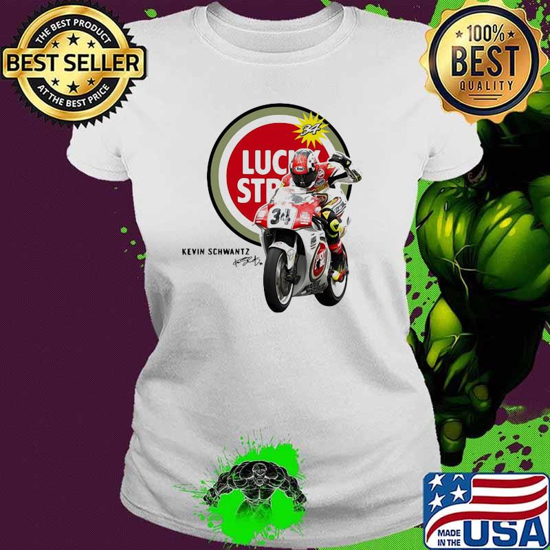 Kevin Schwantz Team Lucky Strike Signature Shirt Ladies tee Kevin Schwantz Team Lucky Strike Signature Shirt Ladies tee