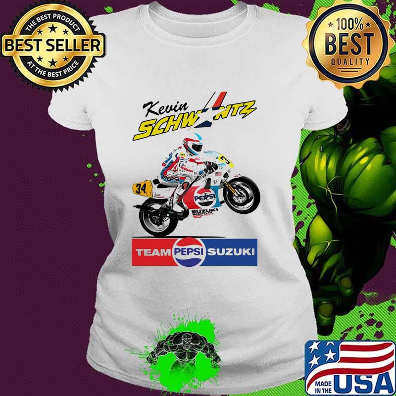 Kevin Schwantz Team Pepsi Suzuki World Champion Motorcycle Shirt Ladies tee Kevin Schwantz Team Pepsi Suzuki World Champion Motorcycle Shirt Ladies tee