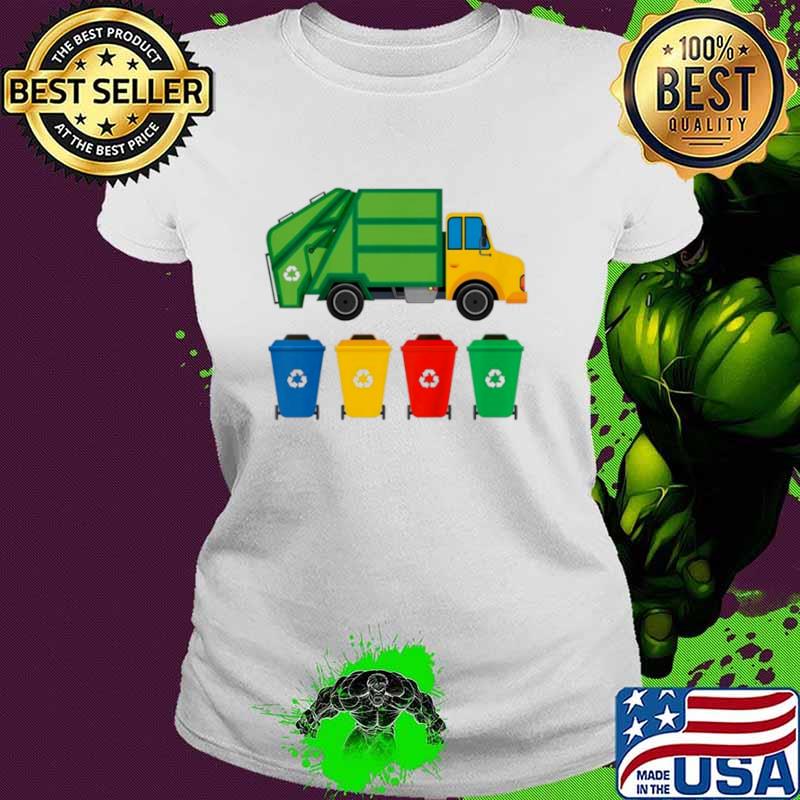 Kids garbage truck recycling bins earth day children toddler Ladies tee Kids garbage truck recycling bins earth day children toddler Ladies tee