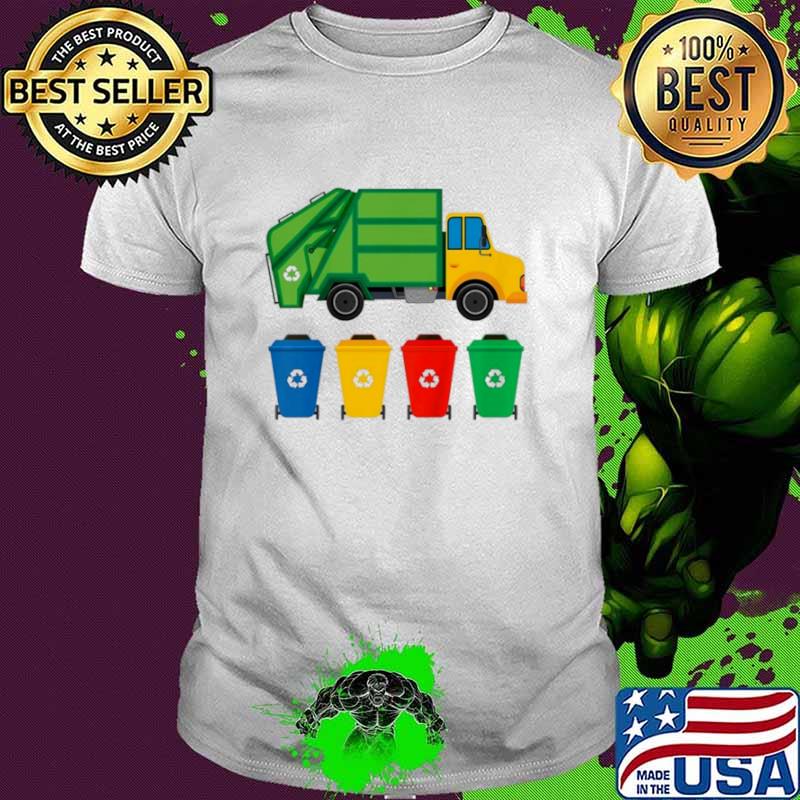 Kids garbage truck recycling bins earth day children toddler shirt