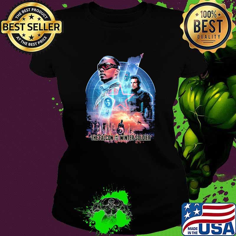 Marvel Studios The Falcon And The Winter Soldier Captain American Flag Shirt Ladies tee Marvel Studios The Falcon And The Winter Soldier Captain American Flag Shirt Ladies tee