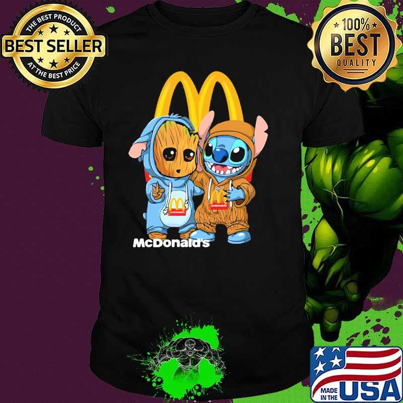Mcdonalds Logo Baby Groot And Baby Stitch Shirt