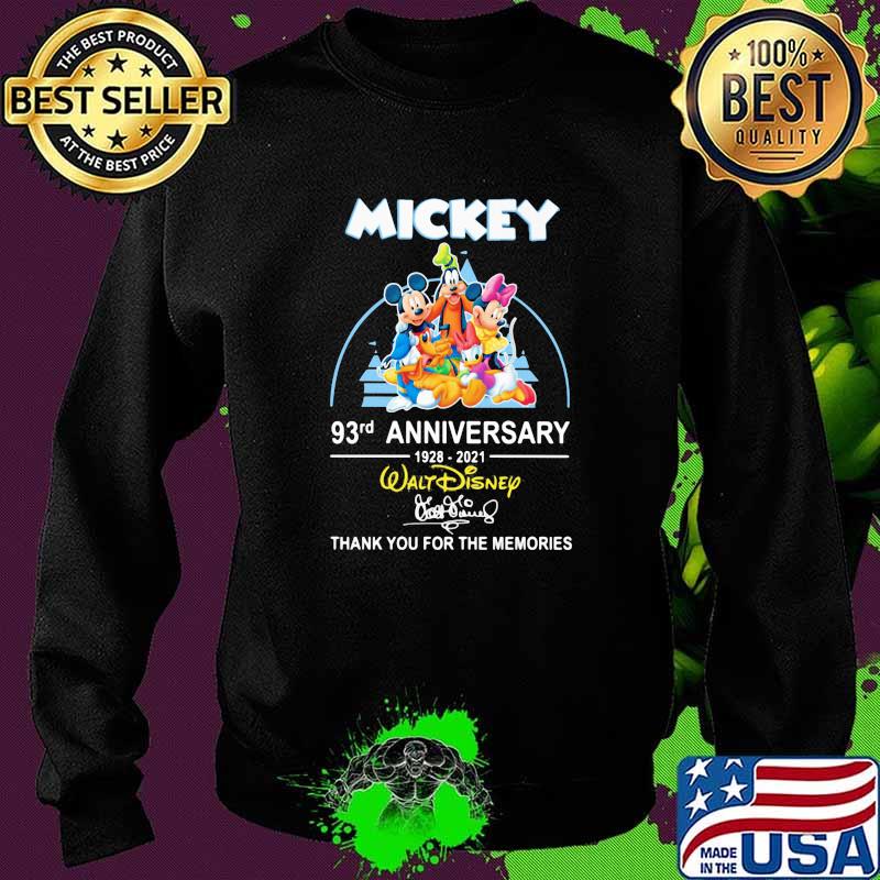 Mickey 93rd Anniversary 1928 2021 Walt Disney Thank You For The memories Signature Shirt Sweater Mickey 93rd Anniversary 1928 2021 Walt Disney Thank You For The memories Signature Shirt Sweater