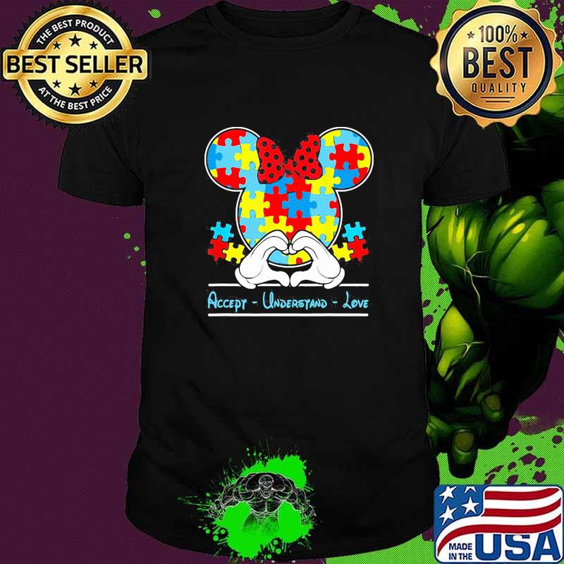 Mickey Love Heart Accept Understand Autism Awareness Shirt