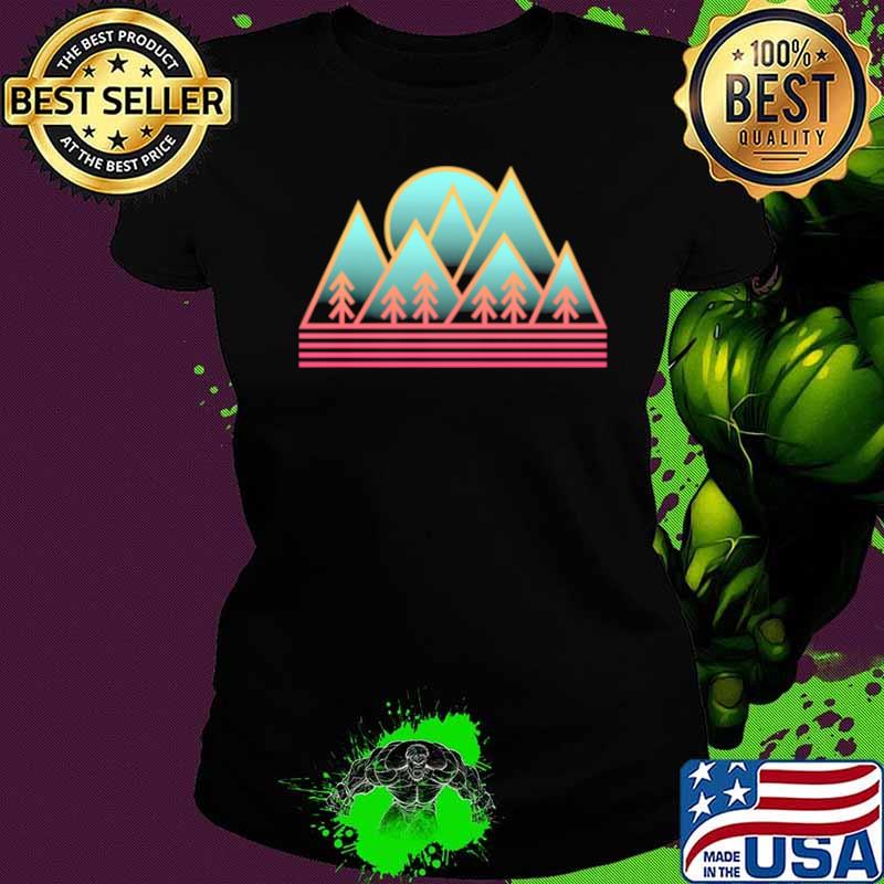 Neon Mountain Moon and Forest Staycation Shirt Ladies tee Neon Mountain Moon and Forest Staycation Shirt Ladies tee