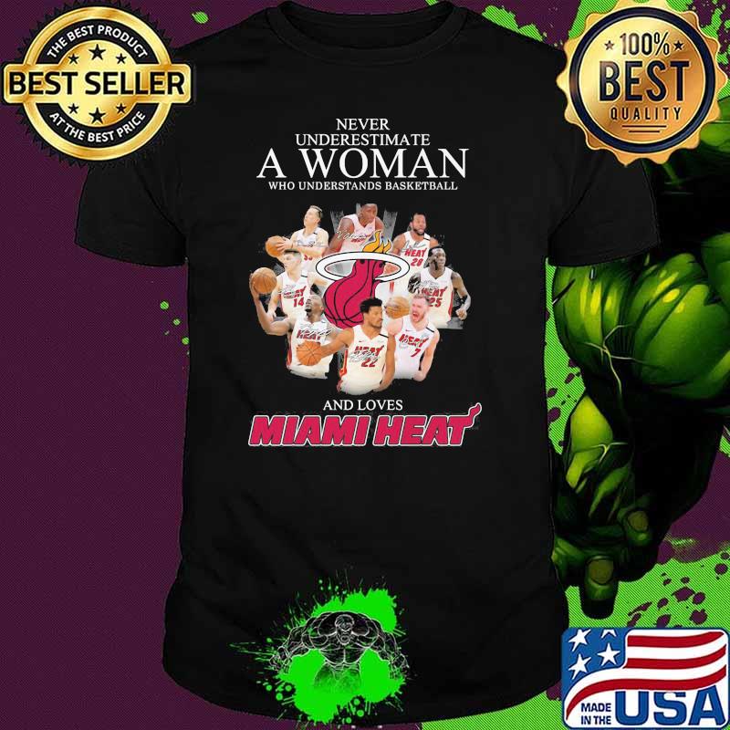 Never Underestimate A Woman Who Understands Basketball And Loves Miami Heat Signature Shirt