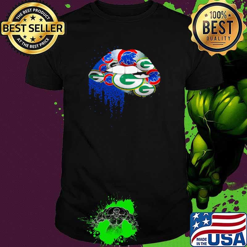 NFL Green Bay Packers and chicago cubs ipad Lips logo shirt