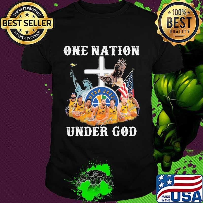 One Nation Under God Utah Jazz Signature American Flag Shirt