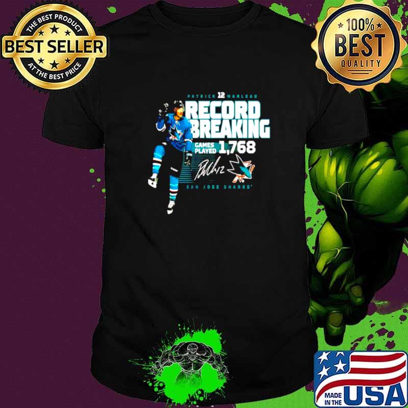 Patrick Marleau record breaking 1,768 games played San Jose Sharks shirt