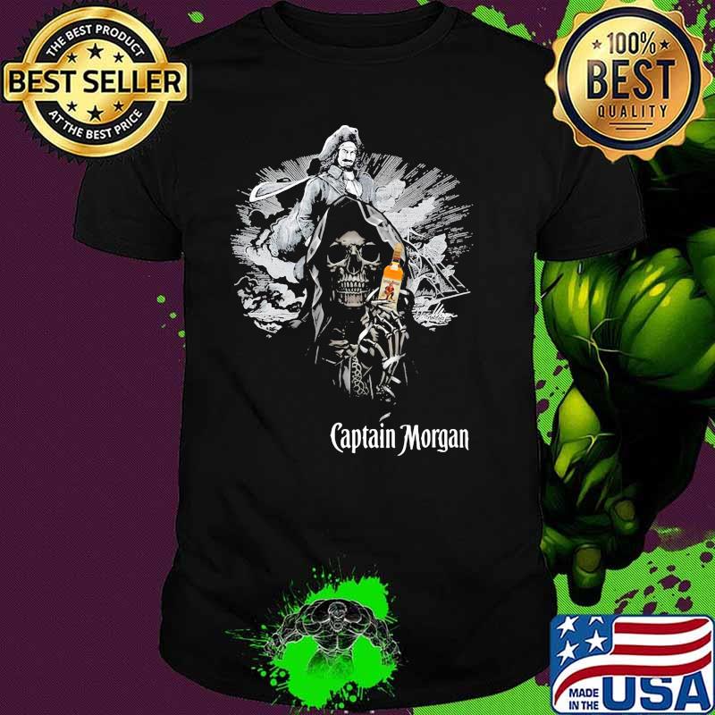 Skull Holding Captain Morgan Logo Shirt