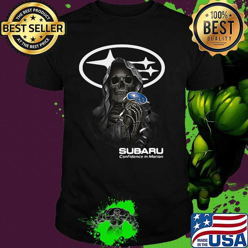 Skull Holding Subaru Confidence In Motion Logo Shirt
