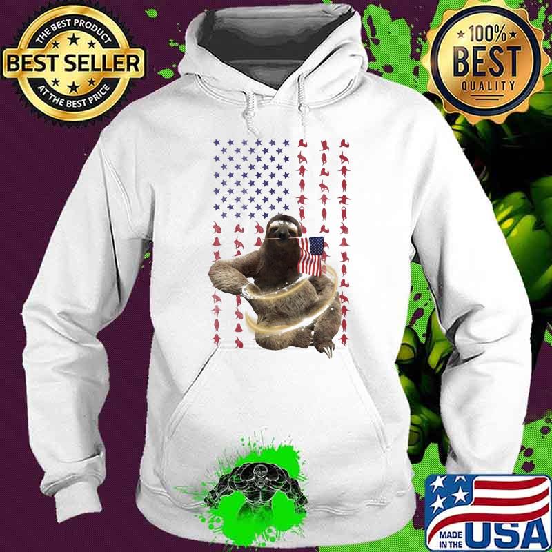 Sloth With American Flag Shirt Hoodie Sloth With American Flag Shirt Hoodie