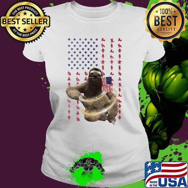 Sloth With American Flag Shirt Ladies tee Sloth With American Flag Shirt Ladies tee