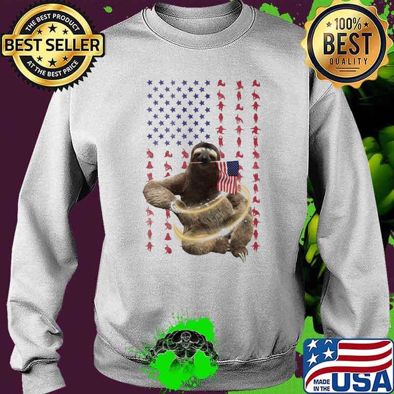Sloth With American Flag Shirt Sweater Sloth With American Flag Shirt Sweater