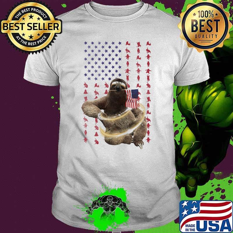 Sloth With American Flag Shirt