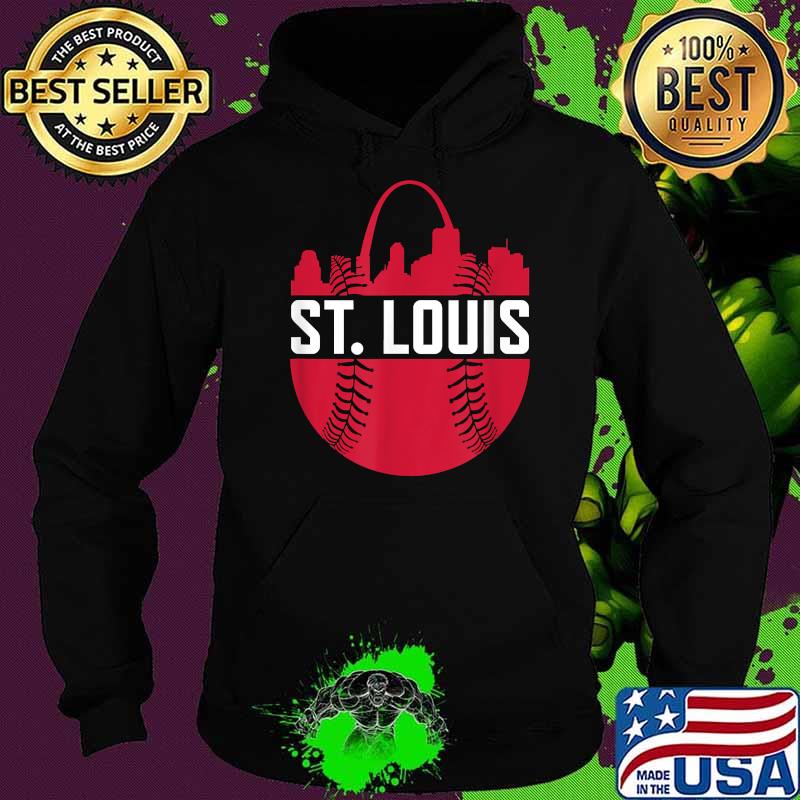St. Louis Baseball STL Skyline Novelty Cardinal Red Ball Shirt Hoodie St. Louis Baseball STL Skyline Novelty Cardinal Red Ball Shirt Hoodie