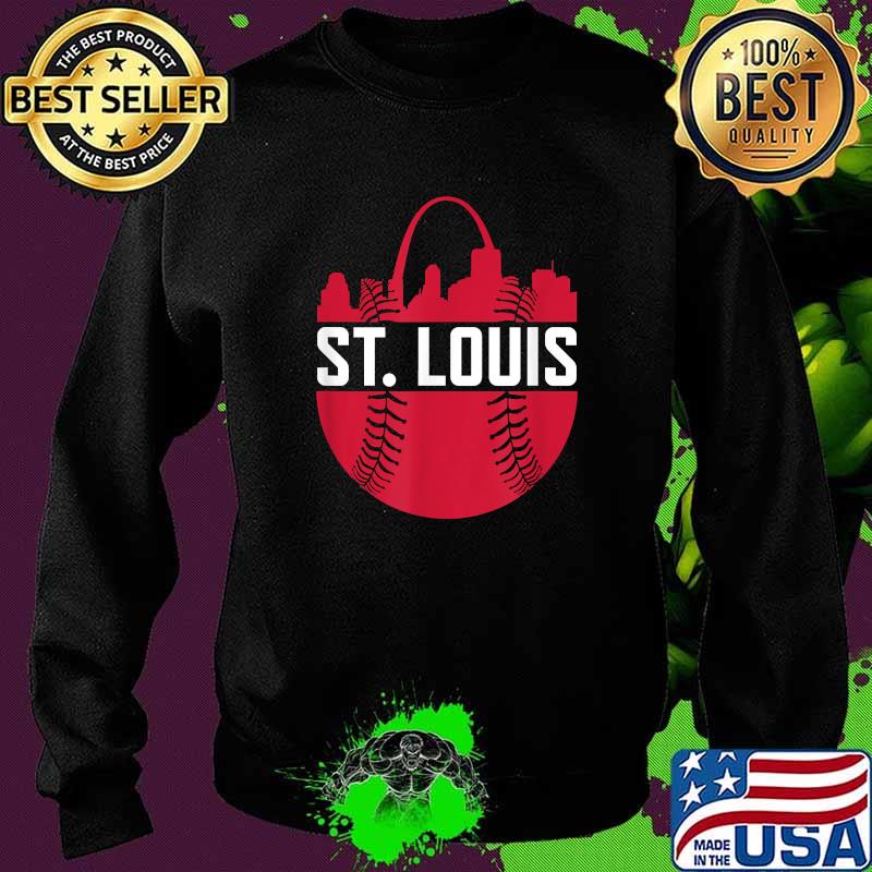 St. Louis Baseball STL Skyline Novelty Cardinal Red Ball Shirt Sweater St. Louis Baseball STL Skyline Novelty Cardinal Red Ball Shirt Sweater