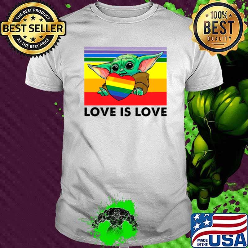 Star Wars Baby Yoda Hug Heart LGBT Love Is Love Vintage shirt