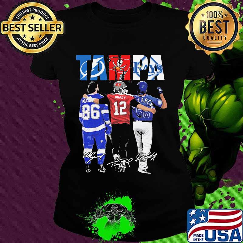 Tampa Bay Buccaneers Tampa Rays Downs Kucherov Tom Brady Arozarena And Guenzatti Signature Shirt Ladies tee Tampa Bay Buccaneers Tampa Rays Downs Kucherov Tom Brady Arozarena And Guenzatti Signature Shirt Ladies tee