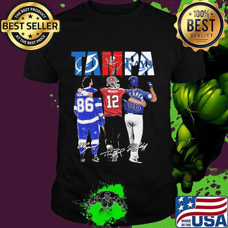 Tampa Bay Buccaneers Tampa Rays Downs Kucherov Tom Brady Arozarena And Guenzatti Signature Shirt