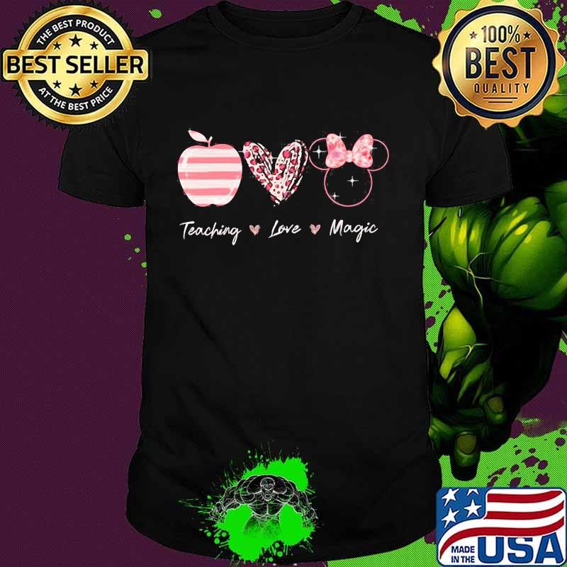 Teaching Love Magic Apple Heart Leopard Disney Shirt