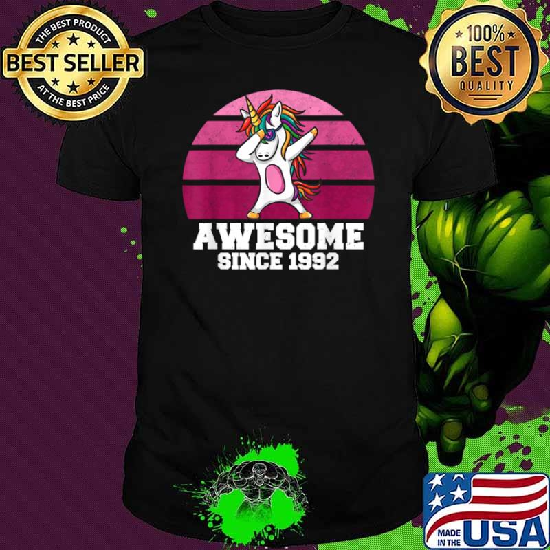 Unicorn Dabbing Awesome Since 1992 Birthday Shirt