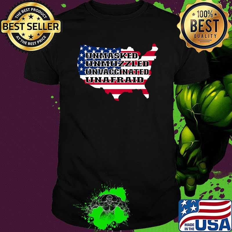 Unmasked unmuzzled unvaccinated unafraid american flag Premium Shirt