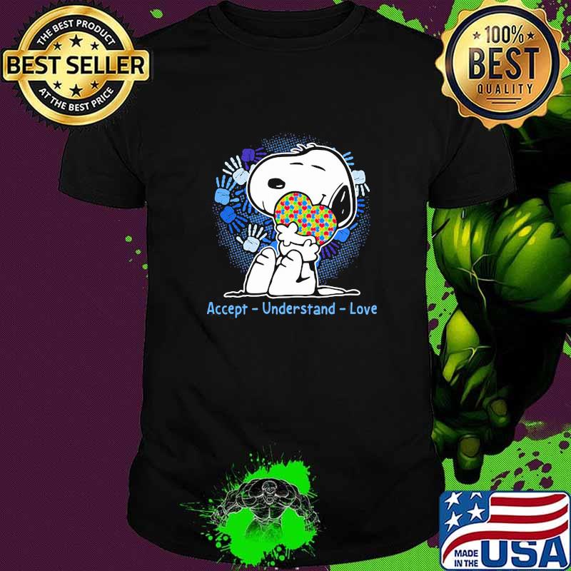 Accept understand love snoopy heart autism awareness shirt