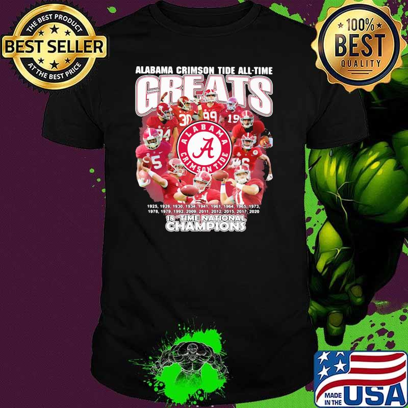 Alabama crimson tide all-time greats 18 time national champions shirt