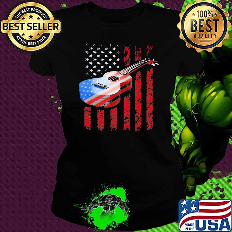 American Acoustic Guitar American Flag Shirt Ladies tee American Acoustic Guitar American Flag Shirt Ladies tee