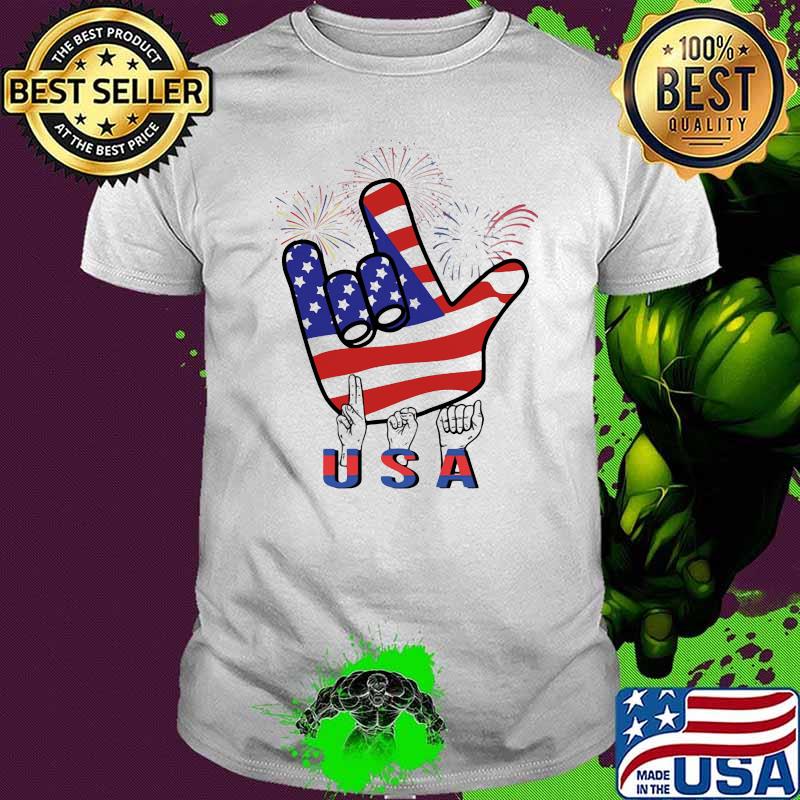American Sign Language Independence Day Firework Shirt