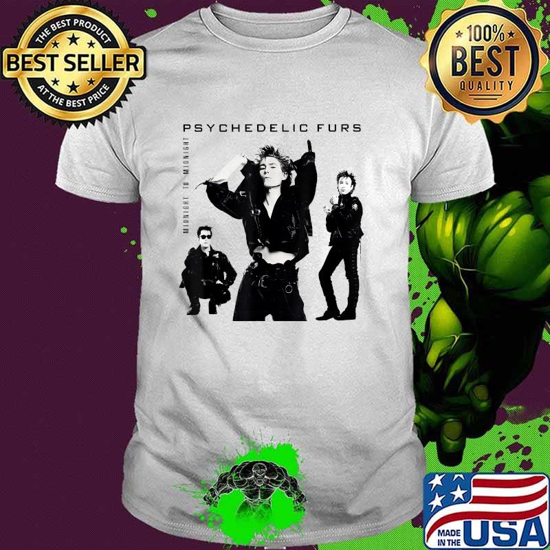Black and White Midnight To Midnight Psychedelic Design Art Fur Outfit Band Music T-Shirt