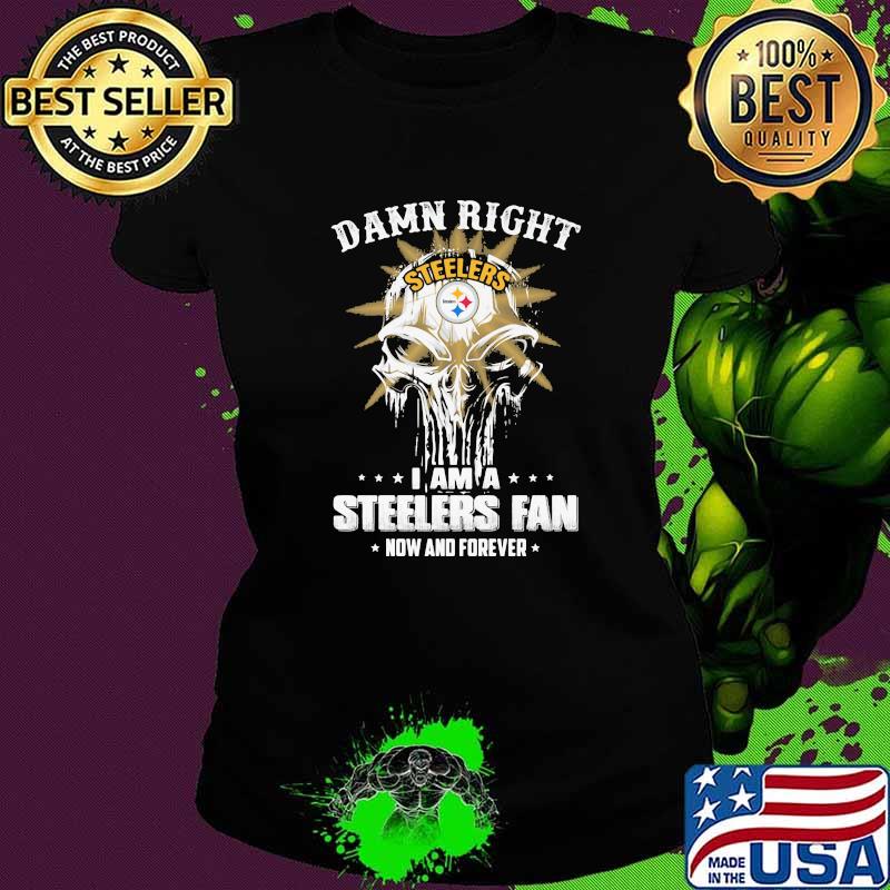 Damn Right I Am A Steelers Fan Now And Forever Punisher Shirt Ladies tee Damn Right I Am A Steelers Fan Now And Forever Punisher Shirt Ladies tee