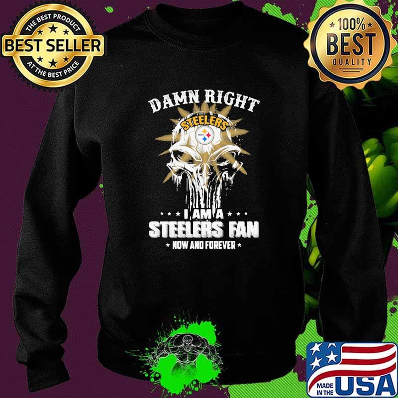 Damn Right I Am A Steelers Fan Now And Forever Punisher Shirt Sweater Damn Right I Am A Steelers Fan Now And Forever Punisher Shirt Sweater