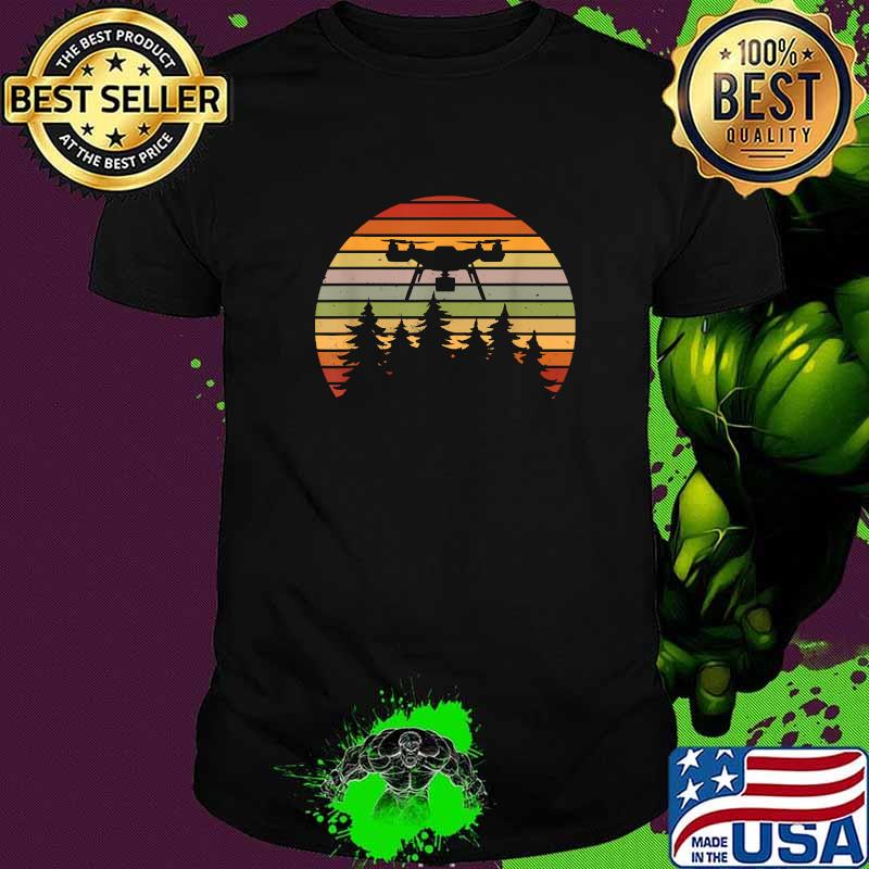 Drone pilot and quadrocopter pilots drones sunset vintage T-Shirt