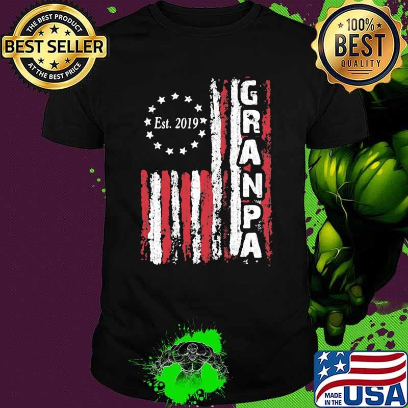 EST 2019 Proud Grandpa American Flag Shirt