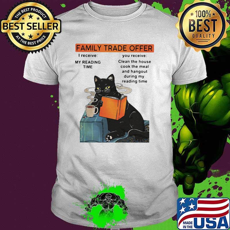 Family Trade Offer Cat Reading And Coffee Shirt