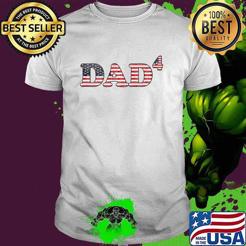 Father's Day Dad Of 4 Four Children Patriotic Dad4 Kids Papa Premium T-Shirt
