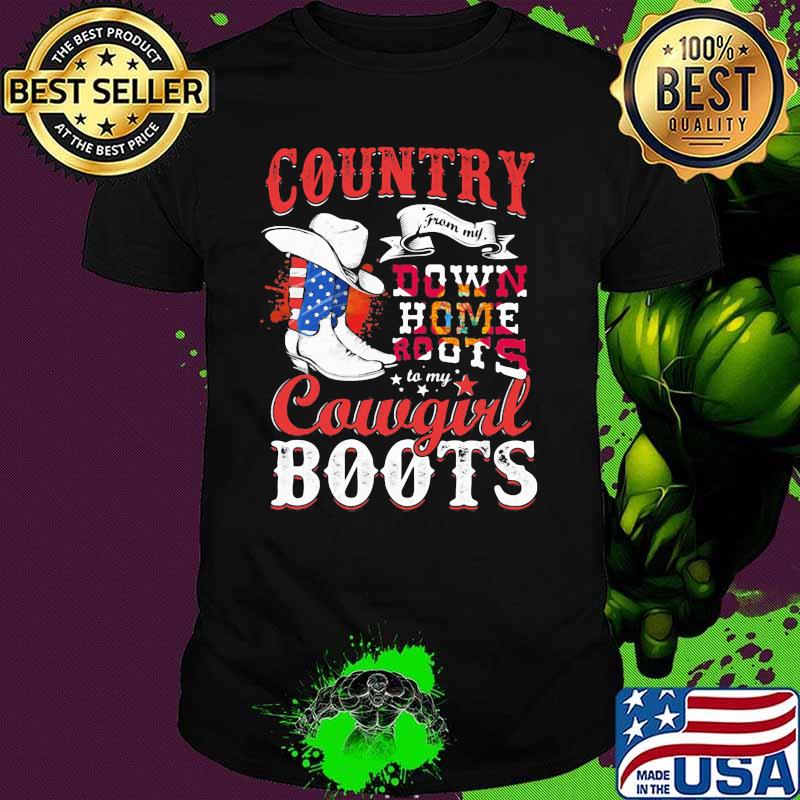 Florida Country Down Home Roots Cowgirl Boots American Flag Shirt