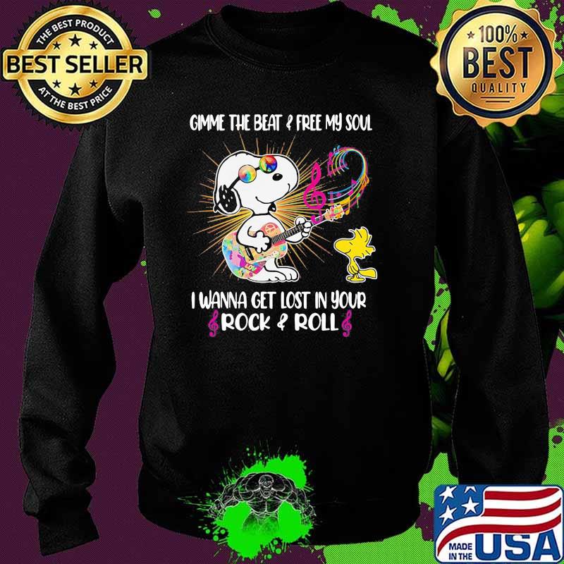 Gimme the beat and free my soul i wanna get lost in your rock and roll Hippie snoopy guitar Sweater Gimme the beat and free my soul i wanna get lost in your rock and roll Hippie snoopy guitar Sweater