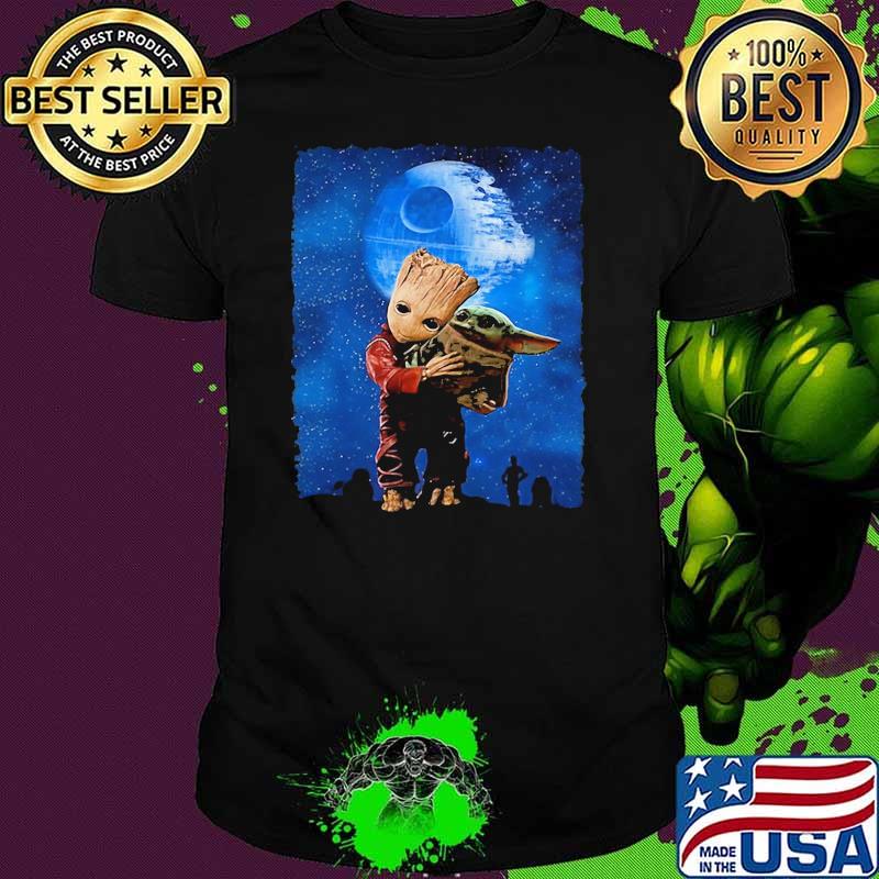 Groot hug yoda galaxy shirt