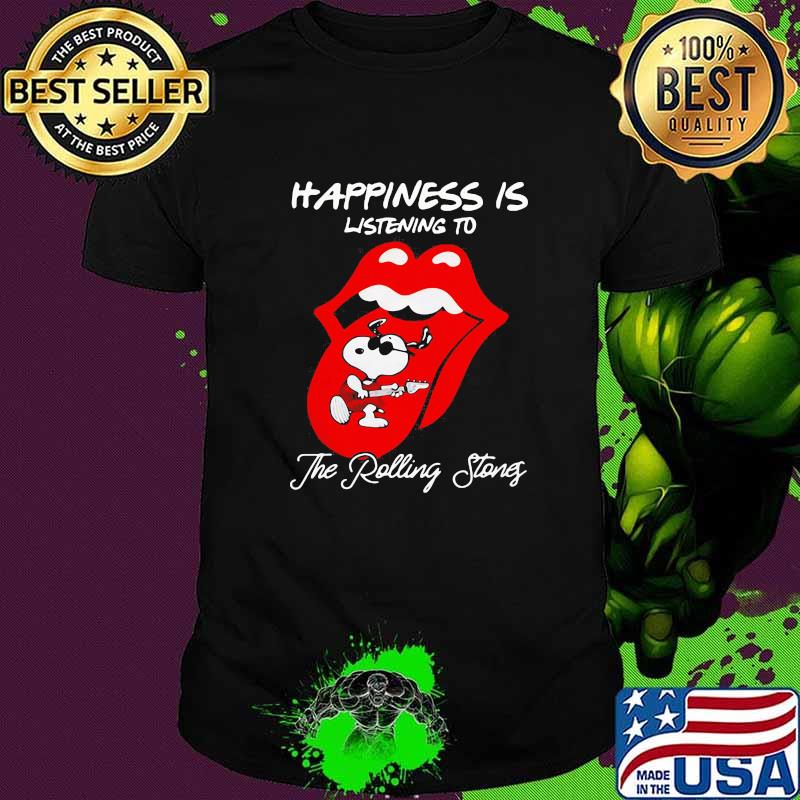 Happiness is listening to the rolling stones snoopy shirt Happiness is listening to the rolling stones snoopy shirt