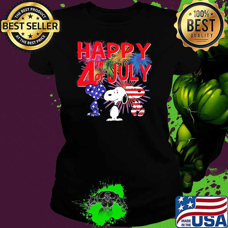 Happy 4th of July independence snoopy fireword Ladies tee Happy 4th of July independence snoopy fireword Ladies tee
