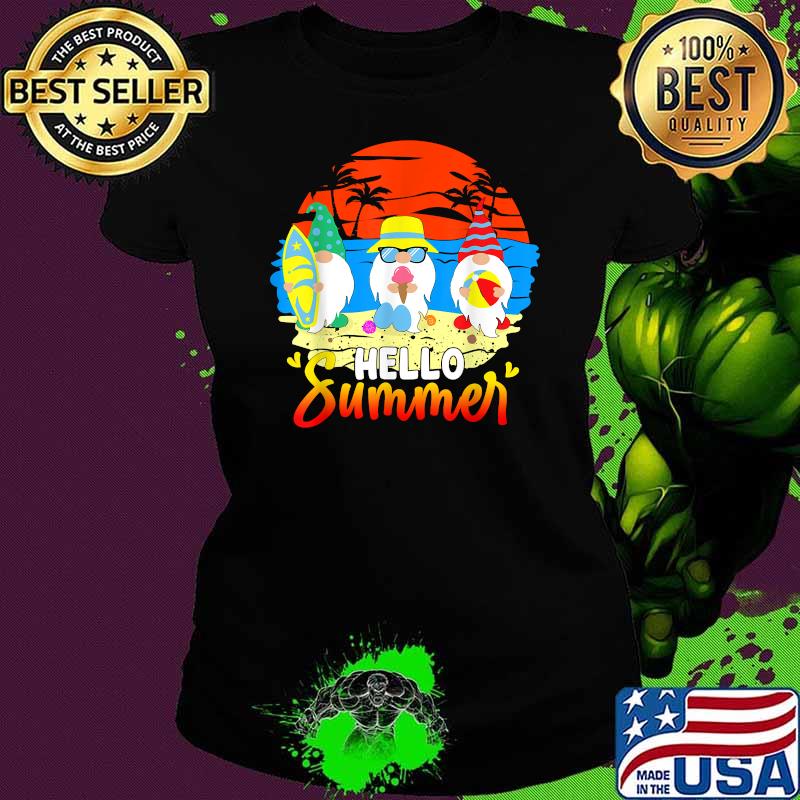 Hello Summer Gnomes Beach Party Summer Vibes Vintage Shirt Ladies tee Hello Summer Gnomes Beach Party Summer Vibes Vintage Shirt Ladies tee